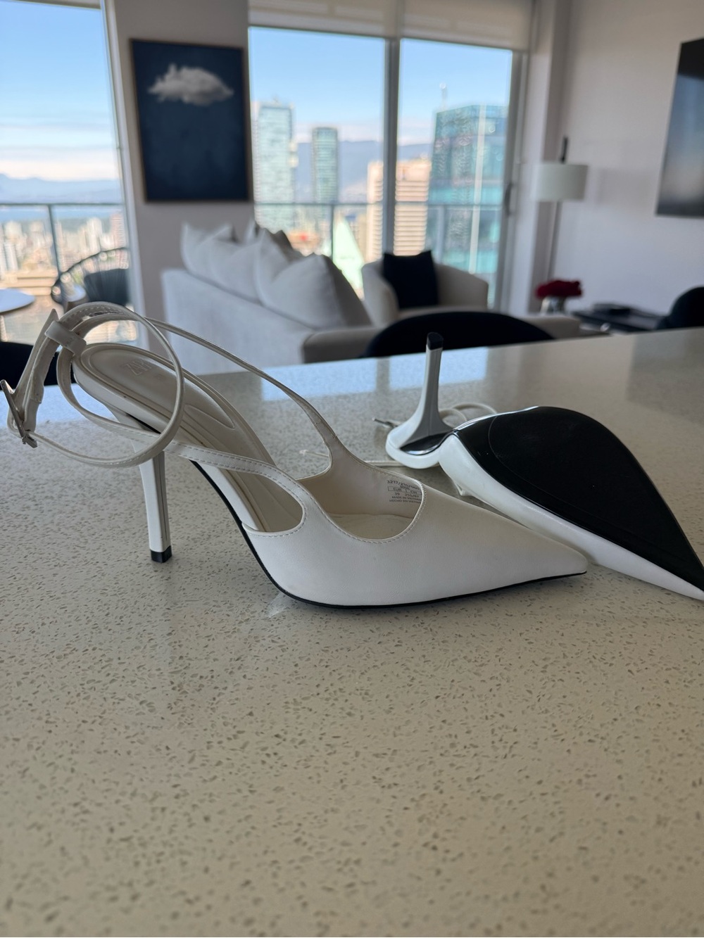 Zara White Pointed Slingback Stiletto Heels